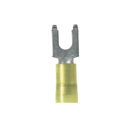 Panduit Fork Terminal, #10 Stud Size, 10 AWG, 600 V, Nylon Insulated, Yellow, 50 PK PN10-10FF-L